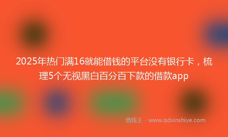 2025年热门满16就能借钱的平台没有银行卡，梳理5个无视黑白百分百下款的借款app