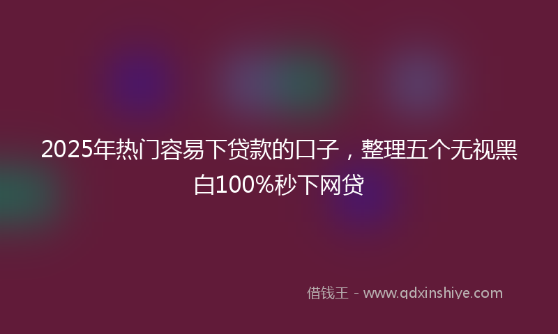 2025年热门容易下贷款的口子，整理五个无视黑白100%秒下网贷