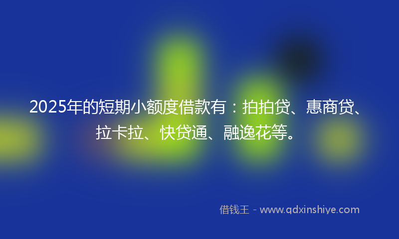 2025年的短期小额度借款有：拍拍贷、惠商贷、拉卡拉、快贷通、融逸花等。