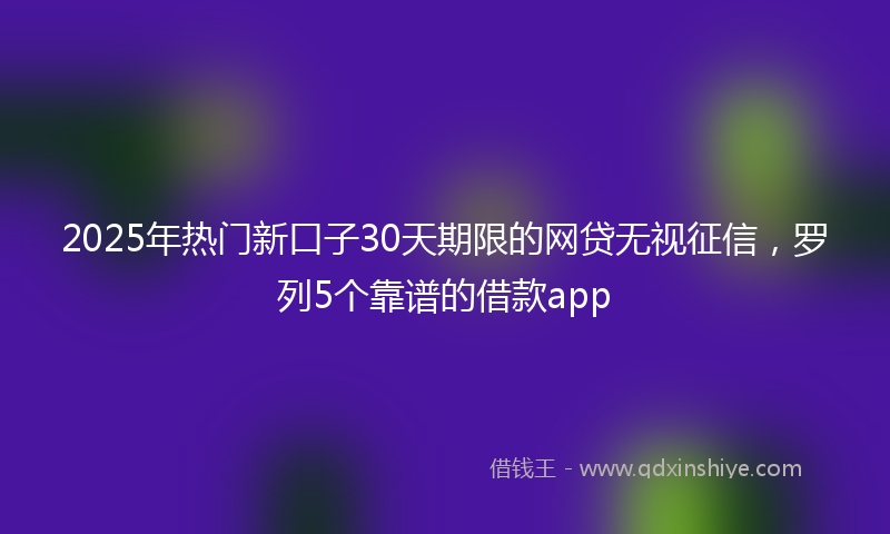 2025年热门新口子30天期限的网贷无视征信，罗列5个靠谱的借款app