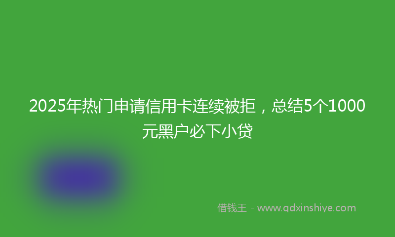 2025年热门申请信用卡连续被拒，总结5个1000元黑户必下小贷
