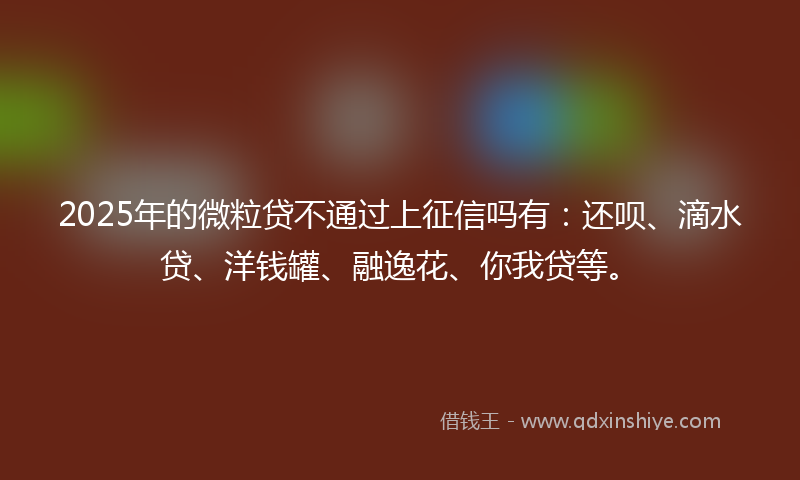 2025年的微粒贷不通过上征信吗有：还呗、滴水贷、洋钱罐、融逸花、你我贷等。