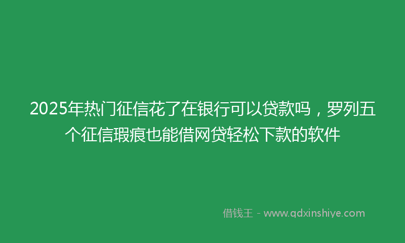 2025年热门征信花了在银行可以贷款吗，罗列五个征信瑕疵也能借网贷轻松下款的软件