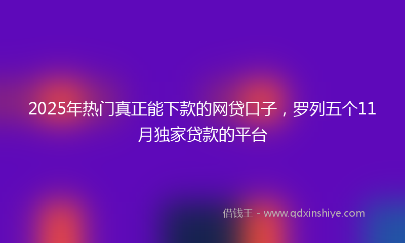 2025年热门真正能下款的网贷口子，罗列五个11月独家贷款的平台