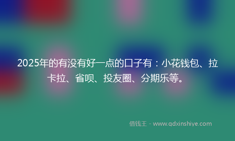 2025年的有没有好一点的口子有：小花钱包、拉卡拉、省呗、投友圈、分期乐等。