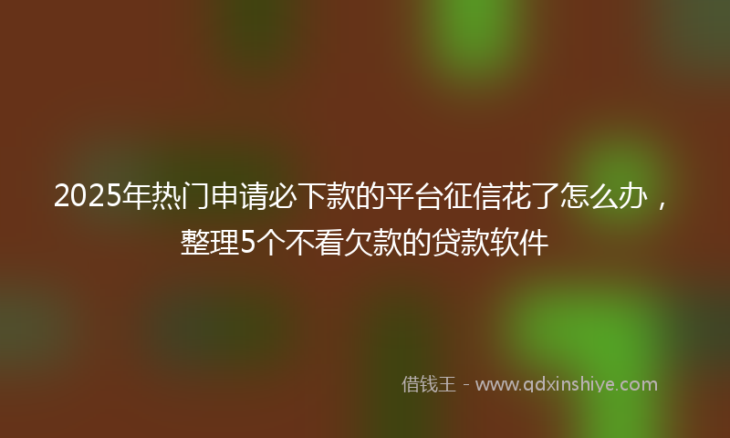 2025年热门申请必下款的平台征信花了怎么办，整理5个不看欠款的贷款软件