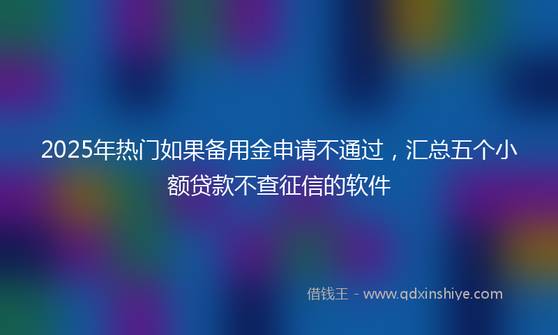 2025年热门如果备用金申请不通过，汇总五个小额贷款不查征信的软件