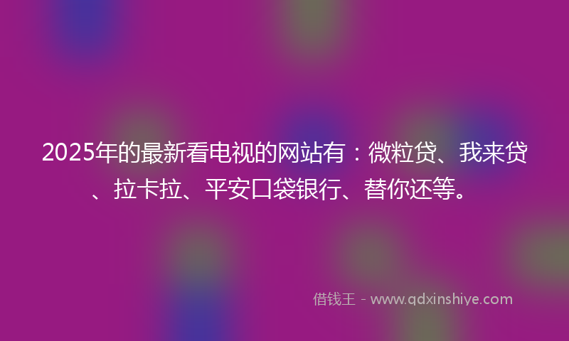 2025年的最新看电视的网站有：微粒贷、我来贷、拉卡拉、平安口袋银行、替你还等。