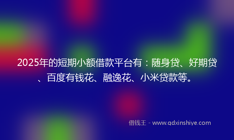 2025年的短期小额借款平台有：随身贷、好期贷、百度有钱花、融逸花、小米贷款等。