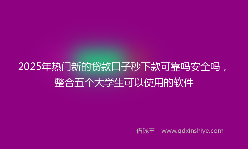 2025年热门新的贷款口子秒下款可靠吗安全吗，整合五个大学生可以使用的软件