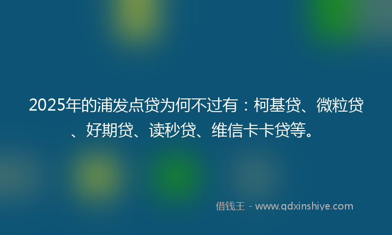 2025年的浦发点贷为何不过有：柯基贷、微粒贷、好期贷、读秒贷、维信卡卡贷等。