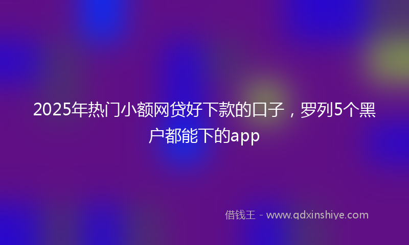 2025年热门小额网贷好下款的口子，罗列5个黑户都能下的app