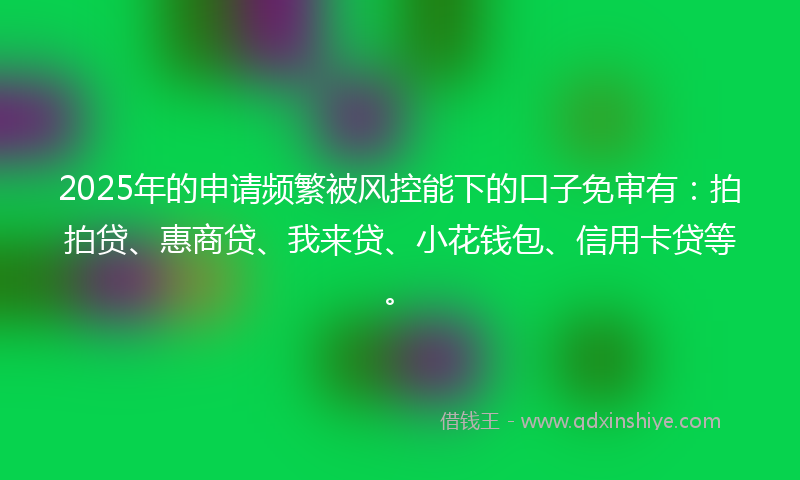 2025年的申请频繁被风控能下的口子免审有：拍拍贷、惠商贷、我来贷、小花钱包、信用卡贷等。