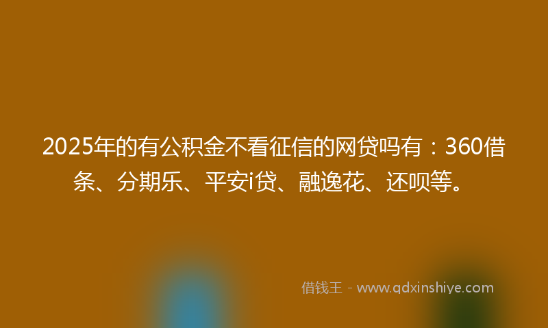 2025年的有公积金不看征信的网贷吗有：360借条、分期乐、平安i贷、融逸花、还呗等。