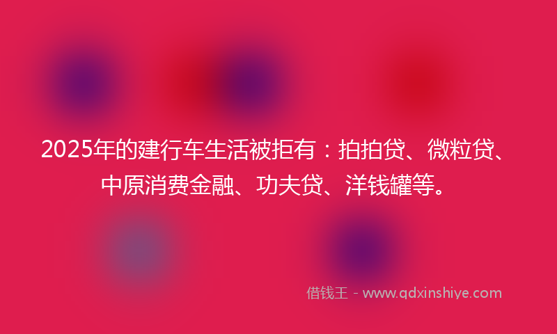 2025年的建行车生活被拒有：拍拍贷、微粒贷、中原消费金融、功夫贷、洋钱罐等。