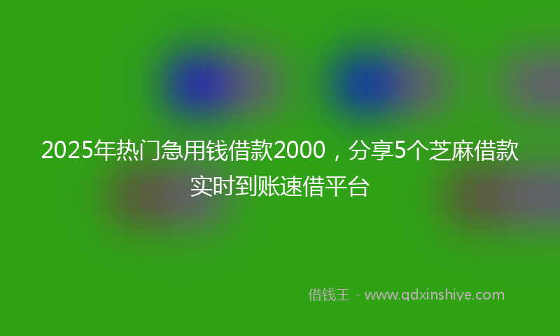2025年热门急用钱借款2000，分享5个芝麻借款实时到账速借平台