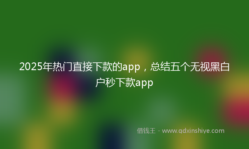 2025年热门直接下款的app，总结五个无视黑白户秒下款app