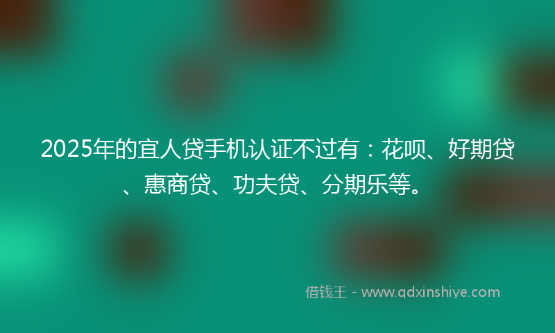 2025年的宜人贷手机认证不过有：花呗、好期贷、惠商贷、功夫贷、分期乐等。