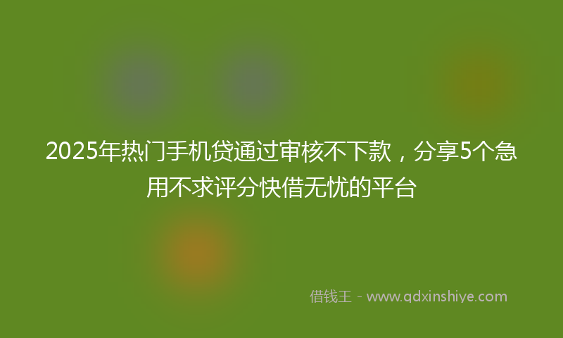 2025年热门手机贷通过审核不下款，分享5个急用不求评分快借无忧的平台