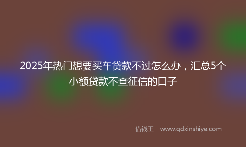 2025年热门想要买车贷款不过怎么办，汇总5个小额贷款不查征信的口子