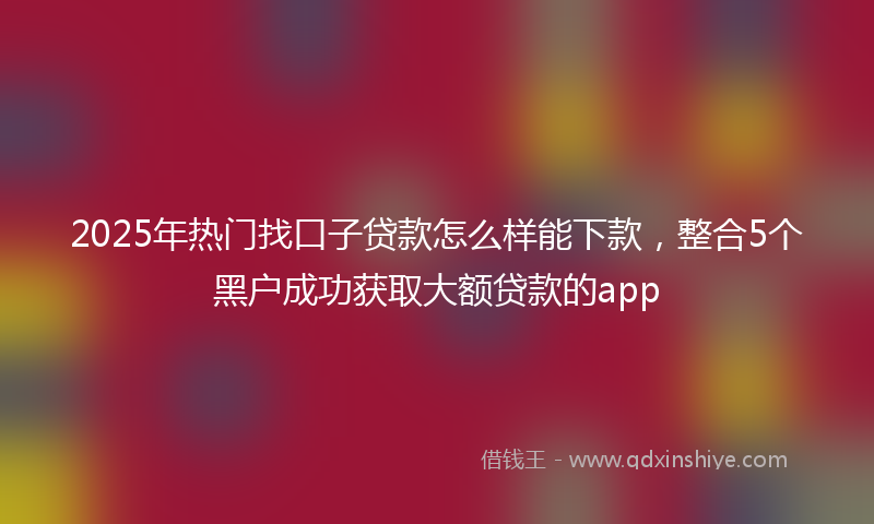 2025年热门找口子贷款怎么样能下款，整合5个黑户成功获取大额贷款的app