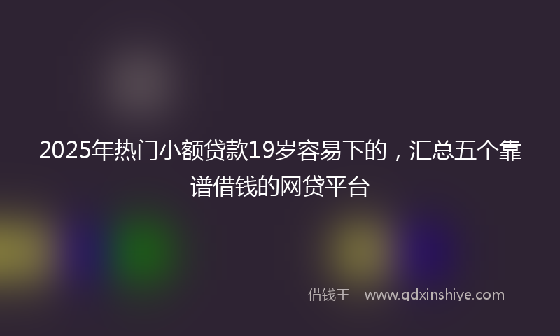2025年热门小额贷款19岁容易下的，汇总五个靠谱借钱的网贷平台