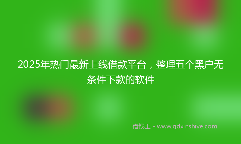 2025年热门最新上线借款平台，整理五个黑户无条件下款的软件