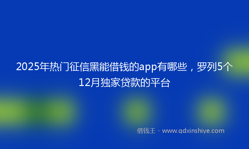 2025年热门征信黑能借钱的app有哪些，罗列5个12月独家贷款的平台