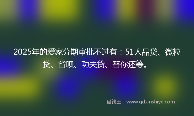2025年的爱家分期审批不过有：51人品贷、微粒贷、省呗、功夫贷、替你还等。