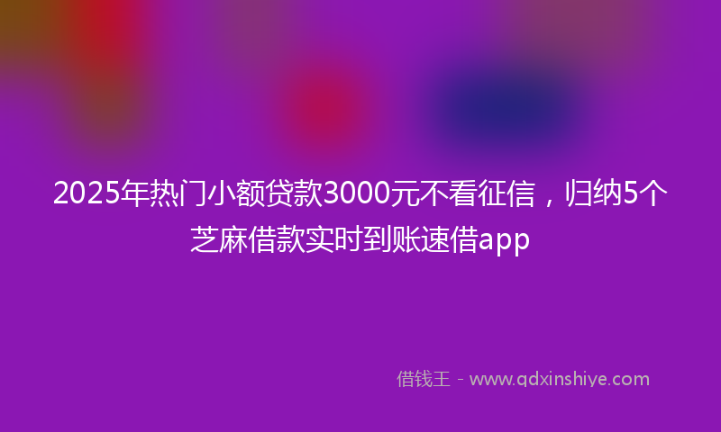 2025年热门小额贷款3000元不看征信，归纳5个芝麻借款实时到账速借app