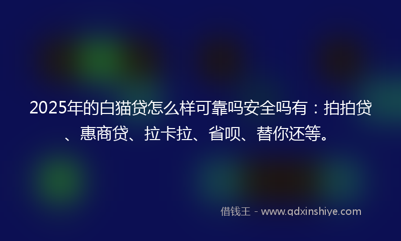 2025年的白猫贷怎么样可靠吗安全吗有：拍拍贷、惠商贷、拉卡拉、省呗、替你还等。