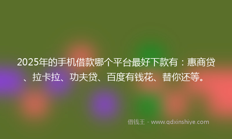 2025年的手机借款哪个平台最好下款有：惠商贷、拉卡拉、功夫贷、百度有钱花、替你还等。