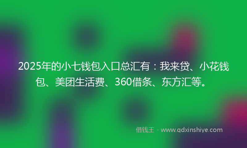2025年的小七钱包入口总汇有：我来贷、小花钱包、美团生活费、360借条、东方汇等。