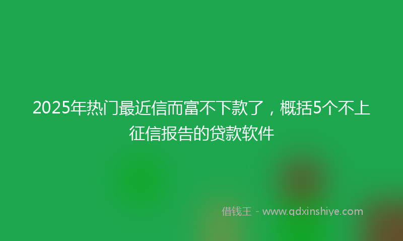 2025年热门最近信而富不下款了，概括5个不上征信报告的贷款软件