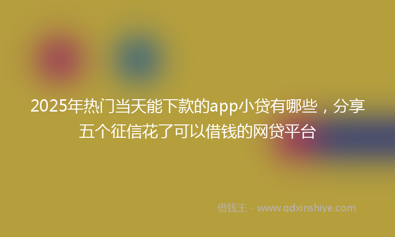 2025年热门当天能下款的app小贷有哪些，分享五个征信花了可以借钱的网贷平台