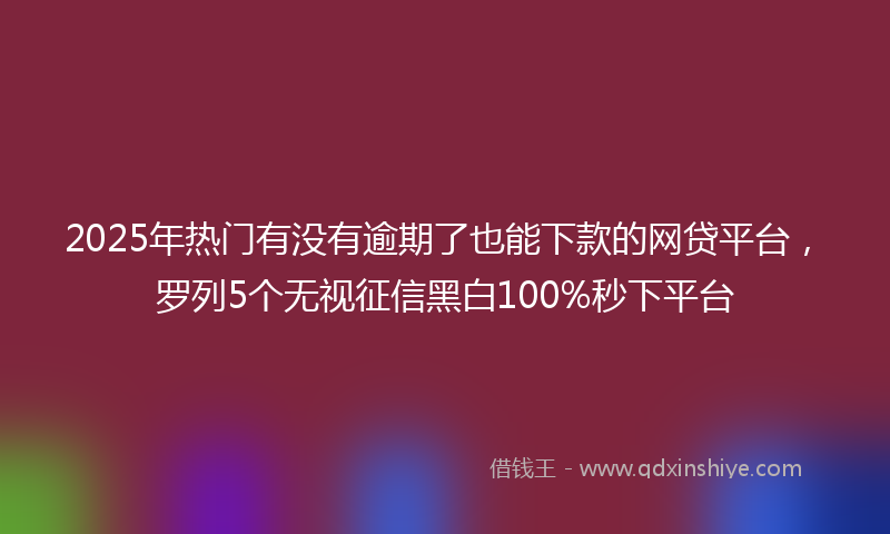 2025年热门有没有逾期了也能下款的网贷平台，罗列5个无视征信黑白100%秒下平台
