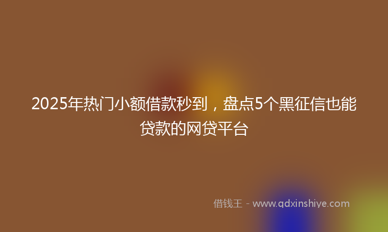 2025年热门小额借款秒到，盘点5个黑征信也能贷款的网贷平台