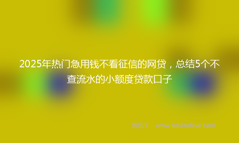 2025年热门急用钱不看征信的网贷，总结5个不查流水的小额度贷款口子