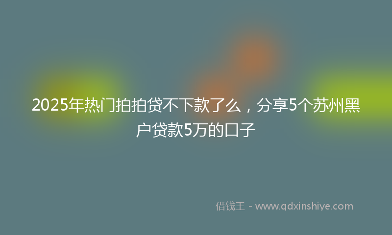 2025年热门拍拍贷不下款了么，分享5个苏州黑户贷款5万的口子