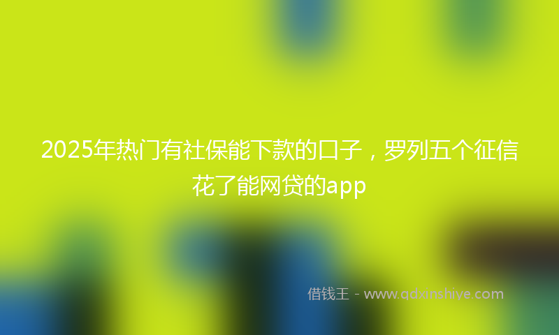 2025年热门有社保能下款的口子，罗列五个征信花了能网贷的app