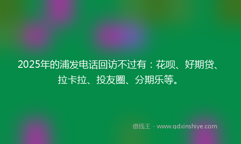 2025年的浦发电话回访不过有：花呗、好期贷、拉卡拉、投友圈、分期乐等。