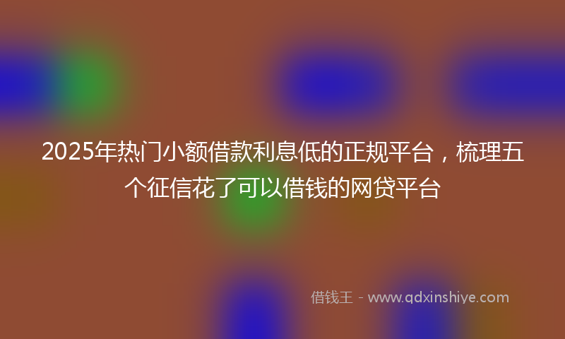 2025年热门小额借款利息低的正规平台，梳理五个征信花了可以借钱的网贷平台