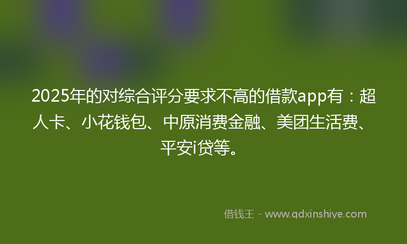 2025年的对综合评分要求不高的借款app有：超人卡、小花钱包、中原消费金融、美团生活费、平安i贷等。