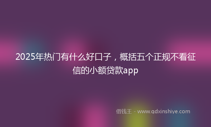 2025年热门有什么好口子，概括五个正规不看征信的小额贷款app