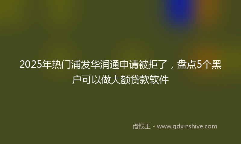 2025年热门浦发华润通申请被拒了，盘点5个黑户可以做大额贷款软件