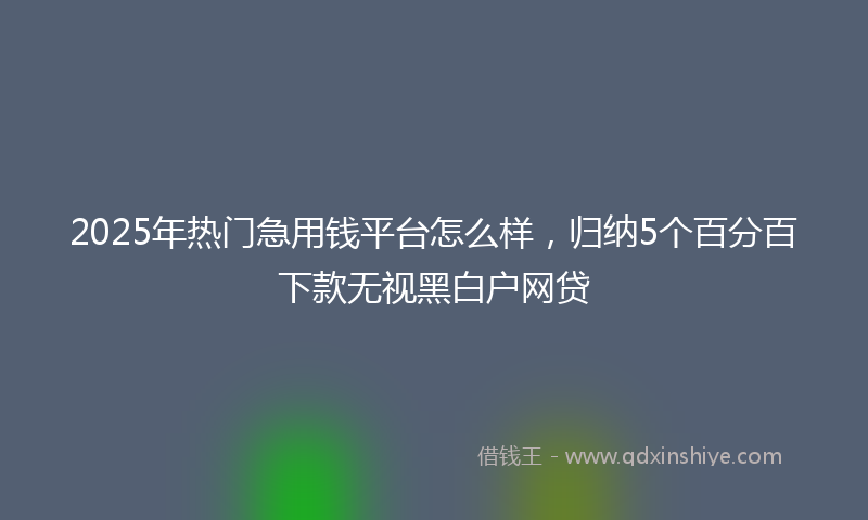 2025年热门急用钱平台怎么样，归纳5个百分百下款无视黑白户网贷