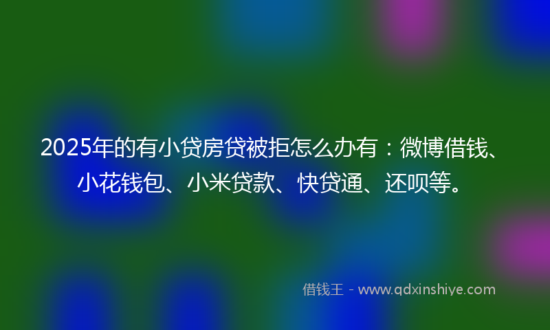 2025年的有小贷房贷被拒怎么办有：微博借钱、小花钱包、小米贷款、快贷通、还呗等。