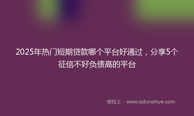 2025年热门短期贷款哪个平台好通过,分享5个征信不好负债高的平台