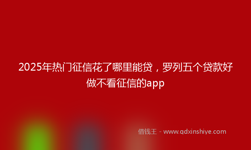 2025年热门征信花了哪里能贷，罗列五个贷款好做不看征信的app