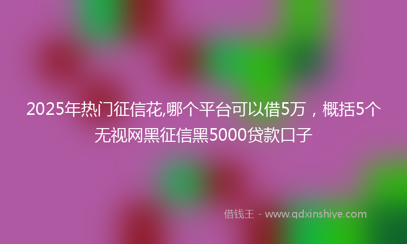 2025年热门征信花,哪个平台可以借5万，概括5个无视网黑征信黑5000贷款口子